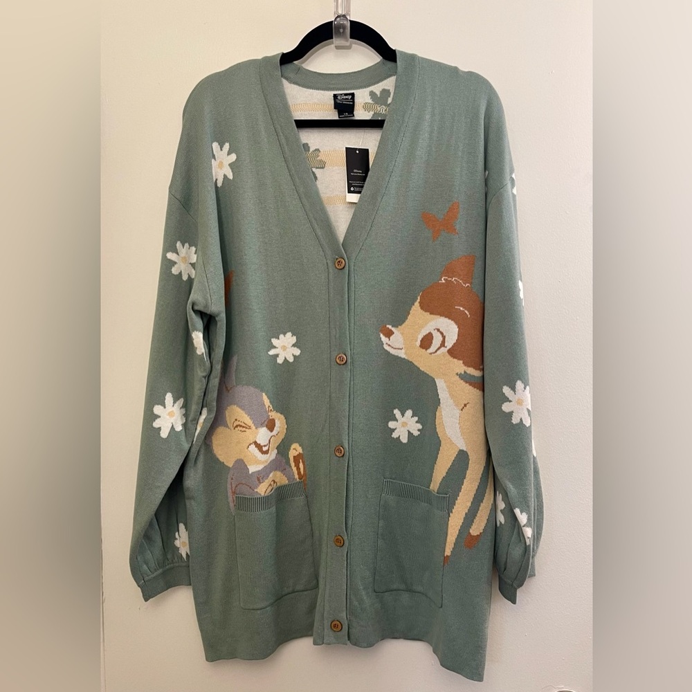 Disney Green Cardigan with Bambi and Thumper